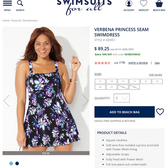 SWIMSUITSFORALL SWIM DRESS 18 NWT - Picture 2 of 6